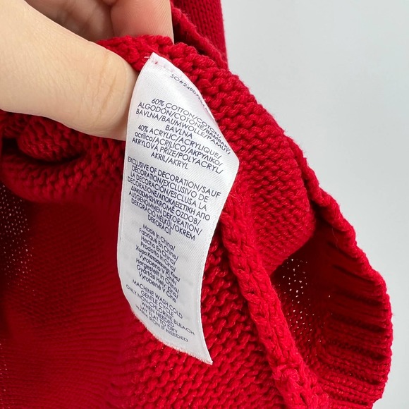 Chaps Vintage Red Knit Sweater Popover Scoop Neckline Textured 3D Women's XL - Picture 6 of 9